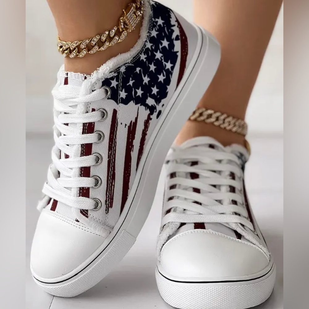 NWT - American Flag Raw Hem Sneakers 🥳🌟HOST PICK🌟🥳